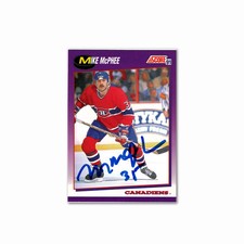 Mike McPhee Autographed Montreal Canadiens 1991 Score #147 Hockey Card