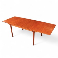 Mid Century Mcintosh Teak Double Butterfly Leaf Large Extending Dining Table
