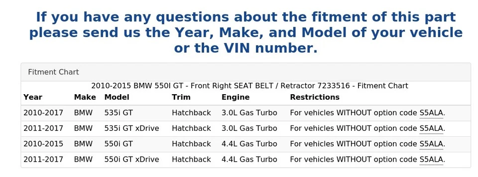 BMW 550I GT 2010-2015 - Cinturón de seguridad delantero derecho / retractor 7233516 Foto 3 de 3