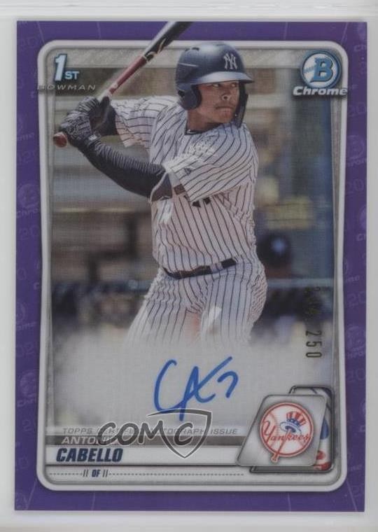 2020 Bowman Chrome Prospect Purple Refractor /250 Antonio Cabello Auto 7iu