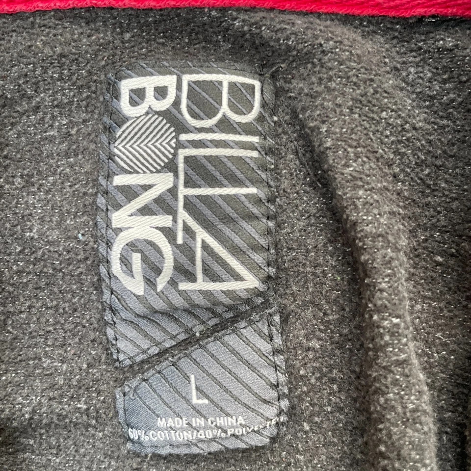 Billabong Sudadera con Capucha Para Hombres Grande Gris Rayas Logo Polar Algodón Cremallera Completa Surf Patín Foto 3 de 4