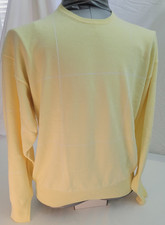 NAUTICA Mens Jumper Yellow Grey Tight Knit XL Plaid Design