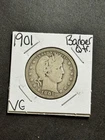 1901 P Barber Silver Quarter Nice VG Very Good U.S. 25c Type Coin (Raw18268)