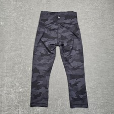 Lululemon Pants Womens 6 Black Camo High Rise Crop Leggings Wunder Train 21"