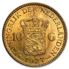 Netherlands Gold 10 Gulden (Random) BU
