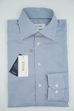 Men Eton Shirt Single Cuff Signature Twill Shirt Slim Fit Size 39 15.5
