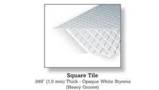 Evergreen 4506 - 1 x 1/3" (8.5mm) Square Tiles Styrene 6" x 12" x 1mm Sheet 1stP