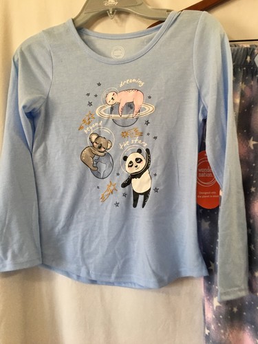 NWT Wonder Nation Panda Pajama Set Girls Fleece Pants Blue U pick - Picture 2 of 4