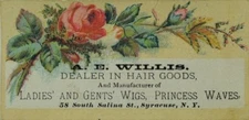 1870's-80's A. E. Willis Natural Hair Goods Ladies' & Gents' Wigs P83