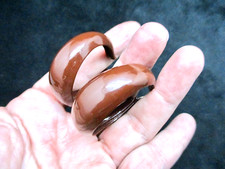 Vintage-1960's Brown Oversize Hoop Pierced Earrings