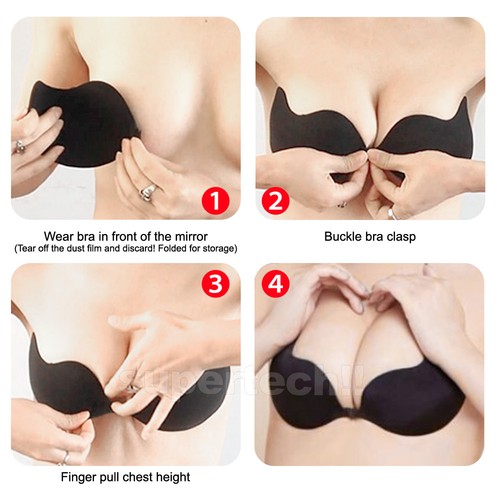 Invisible Silicone Bra Mango Style Strapless Backless BRA Lift Up Nipple Cover - Picture 9 of 11