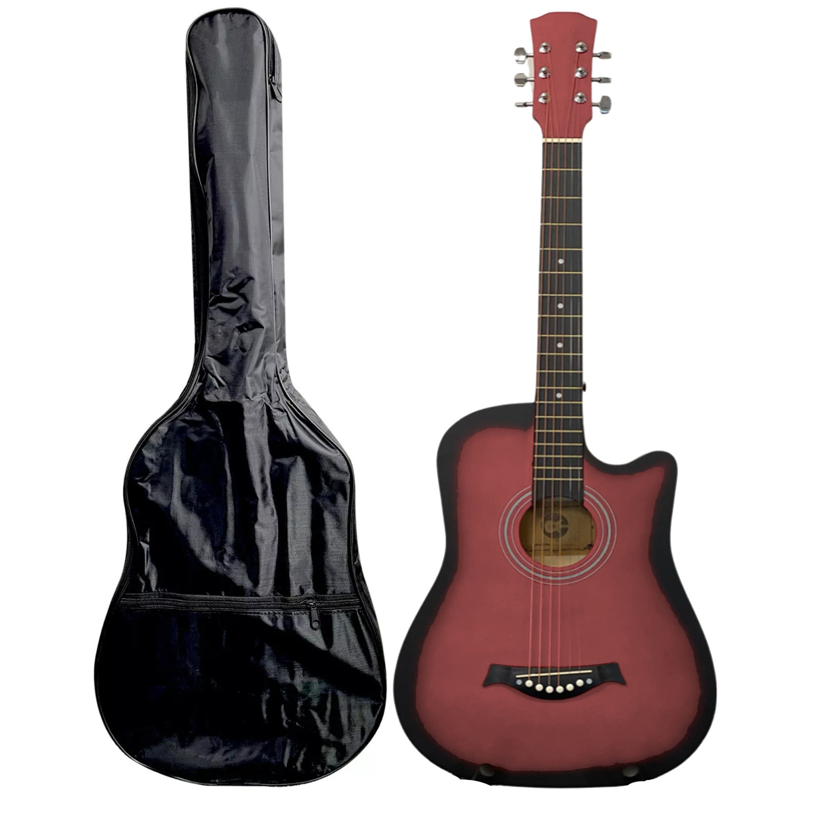 CHITARRA ACUSTICA PER ADULTI PRINCIPIANTI CUTAWAY LEGNO DURO NUOVA 38" POLLICI FULL SIZE foto 4