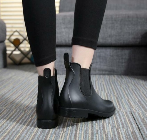 Womens Rain Boots Waterproof Chelsea Wellies Rubber Ankle Short Gum Boots Size - Picture 6 of 12