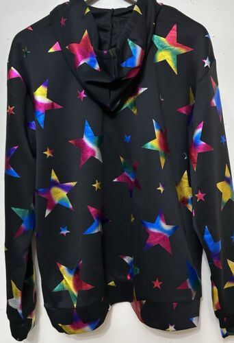 Drill NYC Clothing Company Hoodie NWT Black Multicolour Star Hooded Men’s Top XL - Picture 2 of 12