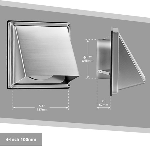 4" / 6" Outdoor Cowled External Extractor Fan Dryer Vent Cover Stainless Steel - Picture 9 of 11