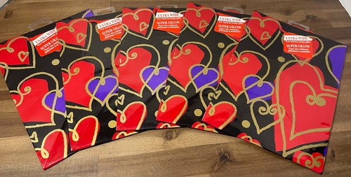 NWT 5 VINTAGE AMERICAN GREETINGS Hearts WIDE GIFT BAGS Valentine’s Poker Party