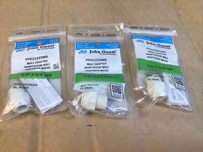 3 Pc. John Guest 3/8 Push-To-Connect x 3/8 in Male Polypropylene Adapter Fitting