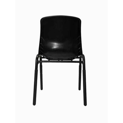 Plastic Metal Stacking Retro Chair 4 School Hall Site Office Stackable Charcoal - Picture 4 of 5