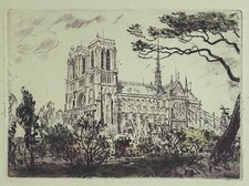 Eug�ne-Louis VEDER (1876-1936) original etching signed Notre-Dame de Paris