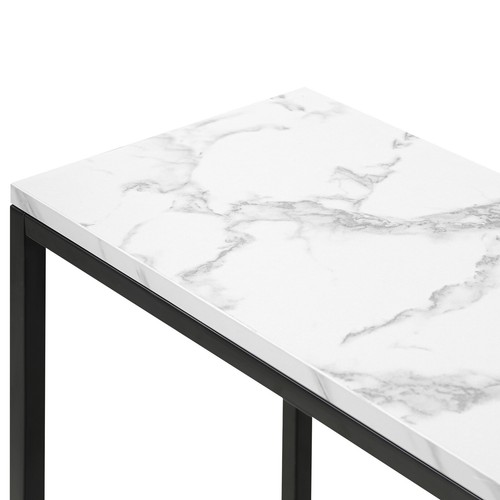 Oikiture Console Table Marble-look Iron Hallway Desk Entry Display Black&White - Picture 7 of 10