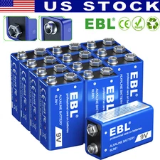 9V 9-Volt Alkaline Battery Batteries 6LR61 E-Block 6AM6 EN22 Long Lasting Lot