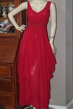 Cascading Chiffon V-neck Prom Evening Dress Lipstick red