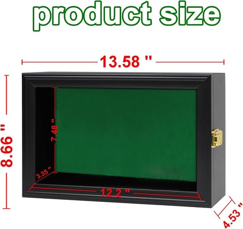 Shadow Box For Revolver Gun Display Case Green Felt Wood Handgun Pistol Revolver 98% UV Lock ...