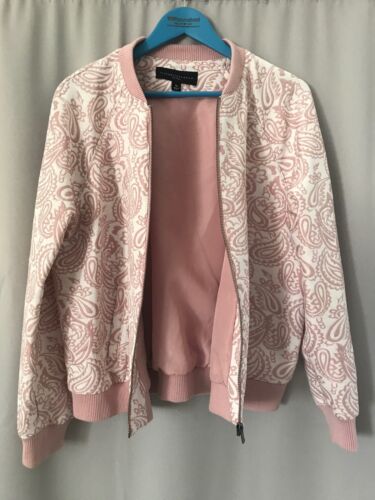 Victoria Beckham Ladies Pink White Patterned Bomber Jacket Size - XL