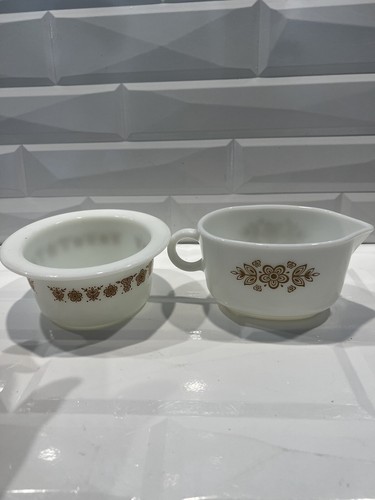Vintage Pyrex Corning Butterfly Gold Gravy Bowl & butterdish
