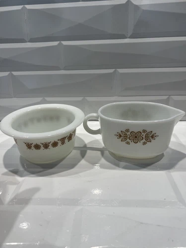 Vintage Pyrex Corning Butterfly Gold Gravy Bowl & butterdish