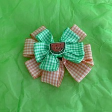 GIRL'S HANDMADE HAIR BOW - Watermelon Theme 4" wide