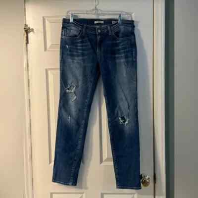 Mavi Jeans Womens Emma Slim Boyfriend Denim Jeans Size 31 Distressed Medium
