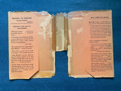 Meaning No Offense, by John Riddell - 1928 - 1st Ed, 1st Print, HC Book DJ - Picture 2 of 12