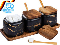 GewüRzgläSer Set, 3 Stk Keramik Zuckerdose Mit Deckel Und LöFfel FüR Haus Und Kü