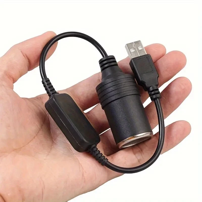 2pcs Car Cigarette Lighter Socket Female Converter USB To 12V Adapter Cable Cord - Image 4 of 4