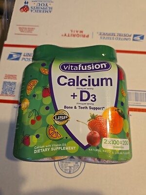 Vitafusion Calcium Gummies Vitamin D3 Supplement 200 Count Delicious Fruit Fl...
