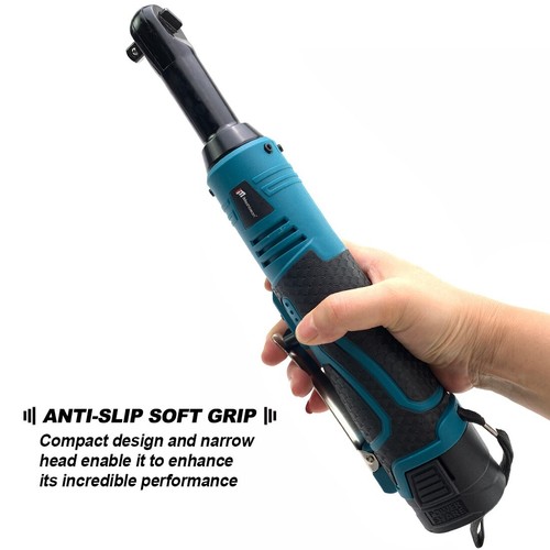 1/4&3/8'' Cordless Ratchet Right Angle Wrench Impact Power Tool 2 Battery 60NM - Picture 11 of 13