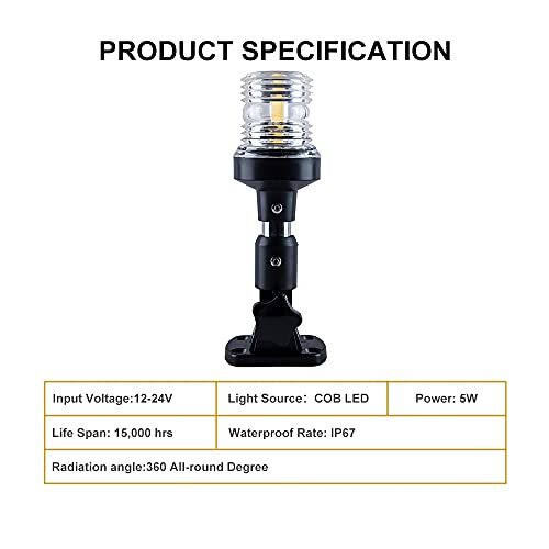 Blanco LED Plegable Barco Luz Poca Barco Luz de Ancla para Pontón Barco de Pesca - Imagen 3 de 7