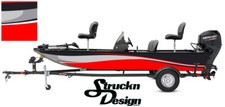 Swirl Graphic Abstract Design Wrap Fishing Bass Boat Red Vinyl Decal Kit USA   