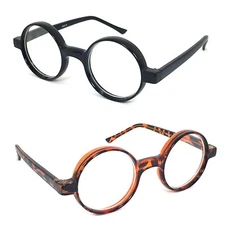 Thickly Rimmed Round Oval Reading Glasses Readers Black or Tortoise 9 Power RE62