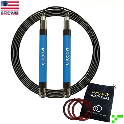 MOGOLD Jump Rope Boxing Lightweight 3-Ropes Ball Bearing Beaded Fitness Gym Speed Skip