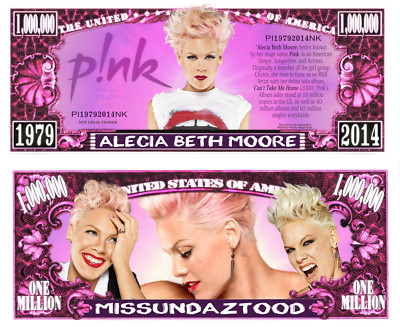 PINK! BILLET 1 MILLION DOLLAR US! PINK Kollektion Rock Pop Rn'b Sängerin Foto