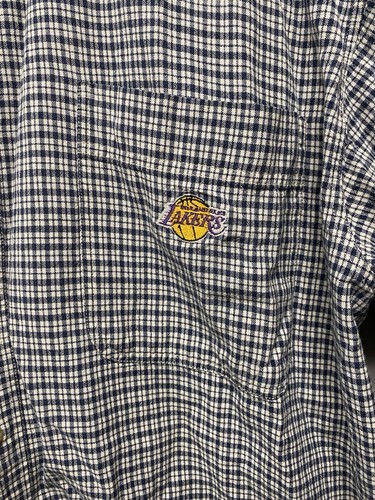 Vintage Lee Sport Button Up T Shirt Plaid Mens XL NBA LA Lakers (Pre-Owned) - Picture 3 of 11