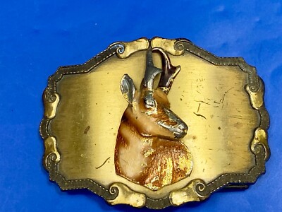 Deer Head Bust Western Framed Raintree Belt Buckle Vintage From The Late 70's
