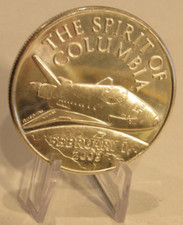2003 The Spirit of Columbia Space Shuttle 1 Troy Oz .999 Silver Round - NASA 108.76 per troy oz