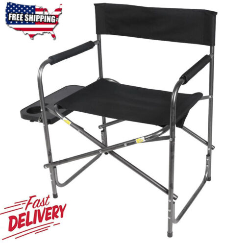 Foldable Director’s Chair w/Side Table Portable Camping Makeup Artist Bar Chair