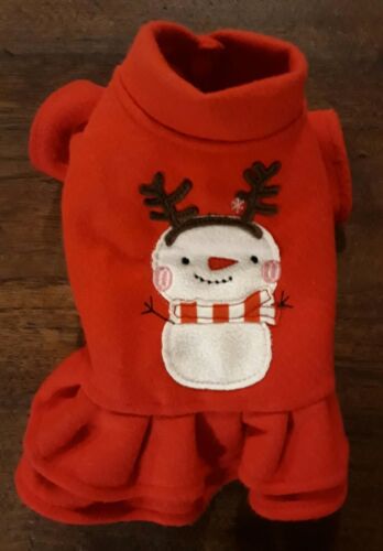 Dog Snowman Red Dress XS