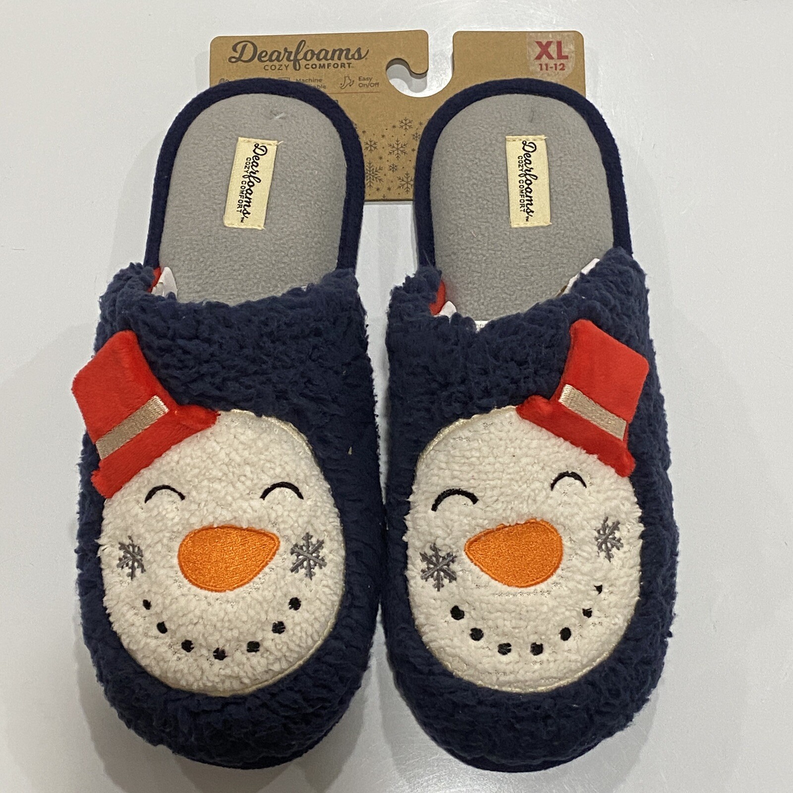 APL Dearfoams Ciabatte Pupazzi di Neve Unisex XL 11 12 Blu Accoglienti Comfort Scuff Vacanze