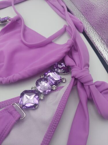 Bikinx Jeweled Purple Bikini 2 pc Swimsuit Women size Medium Sexy - Picture 5 of 5