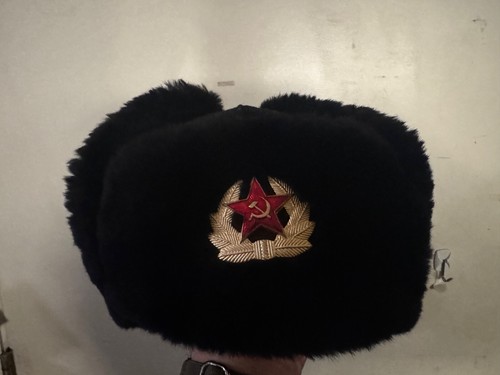 SOVIET USSR RUSSIAN ARMY WINTER HAT USHANKA CAP SIZE 58